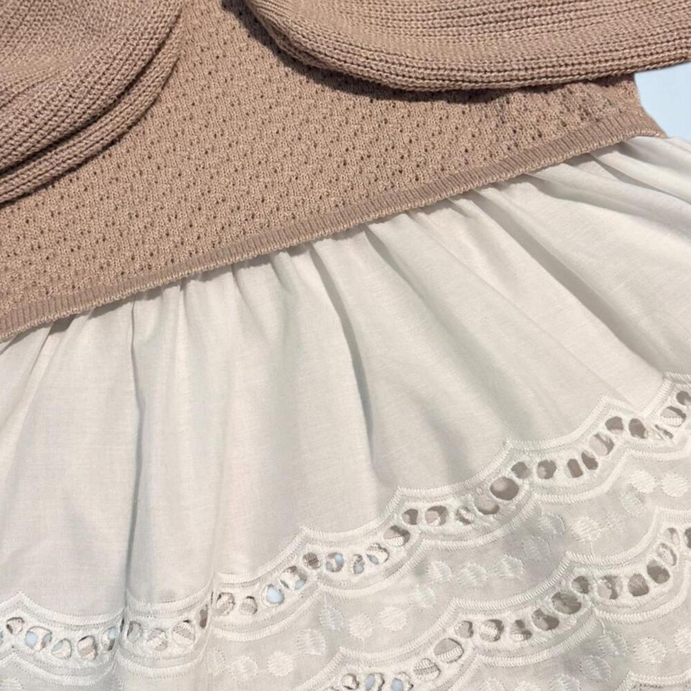 Shein curve size 0xl tan and lace frill edge sweater - Picture 2 of 3